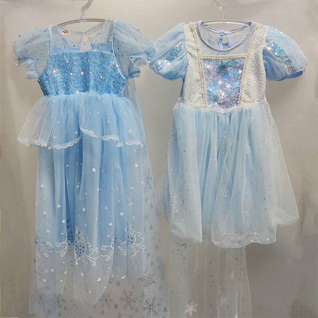 Flower Cosplay Dress Girl Princess Cloak Frozen Elsa