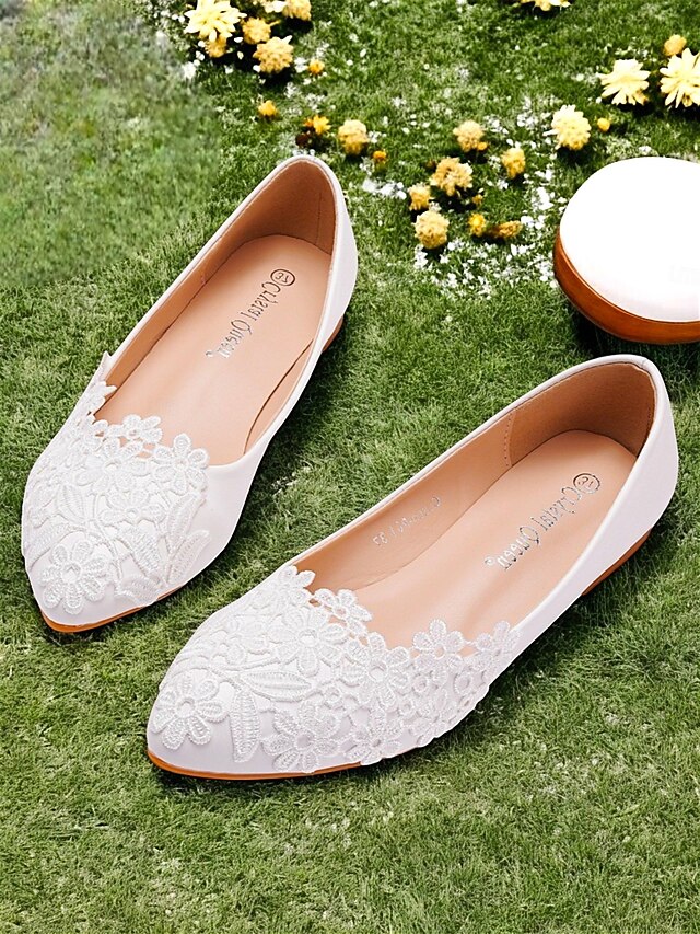 Lace Brides Ballet for White Elegant Flats – Women's