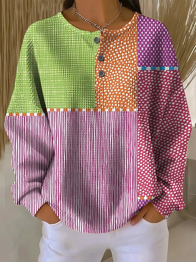 Women's Pullover Sweatshirt Geometric Abstract Casual Long