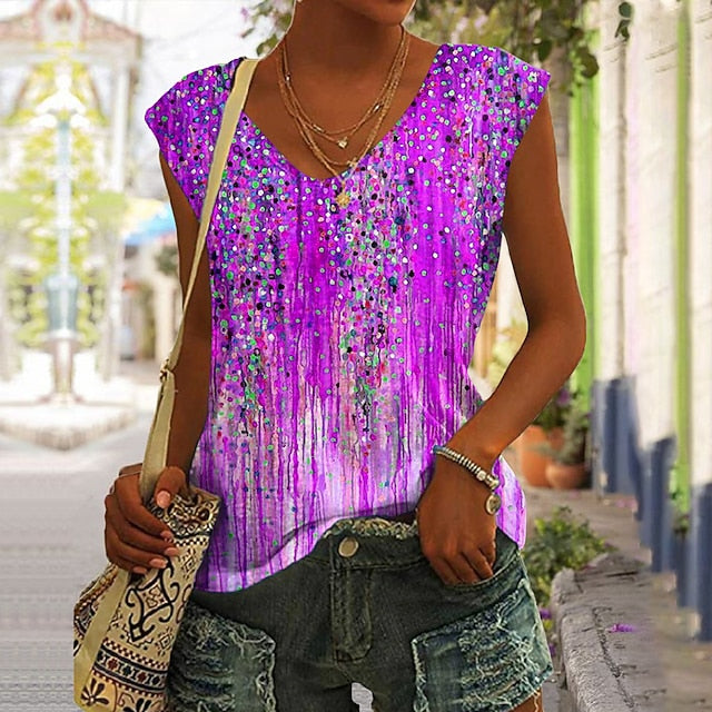 Women's Camisole Tank Top Basic Print Sleeveless Regular