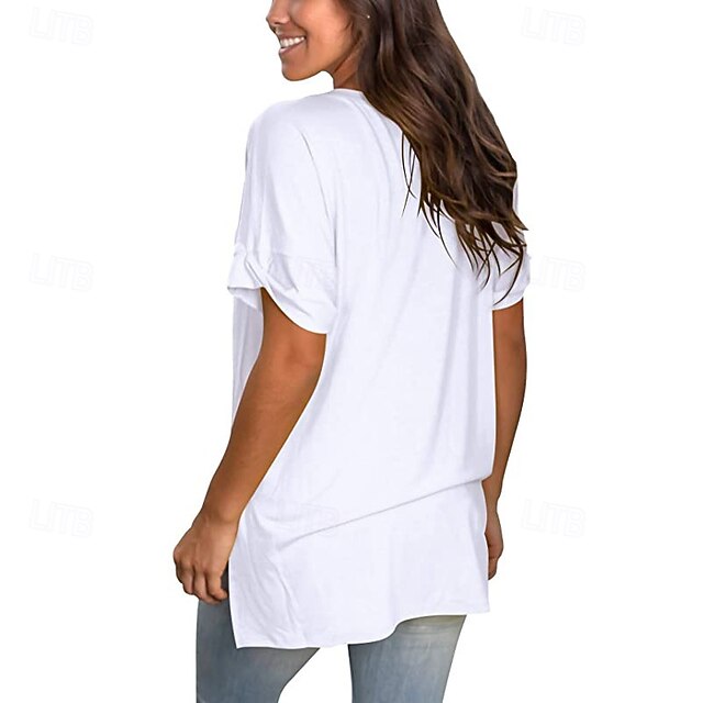 Women's T Shirt Tee Top Solid Color Graphic Plain Fashion