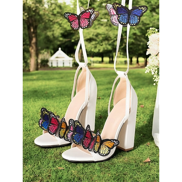 Butterfly Sandals High Heel for Embellished Black Women –