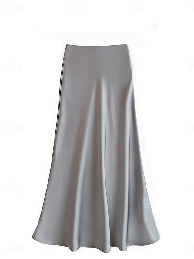 Women's Satin Skirts Elegant Vintage Fashion Casual Maxi