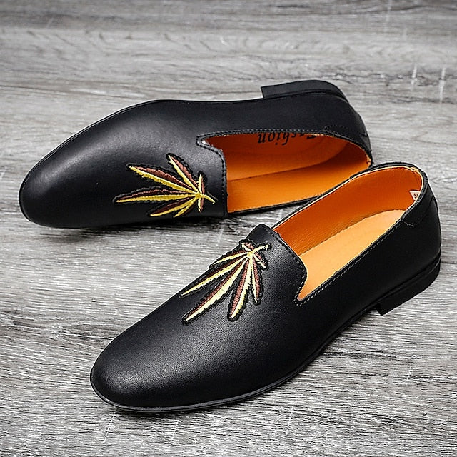 Faux Leather Loafers with Feather - Prom Men's White Shoes