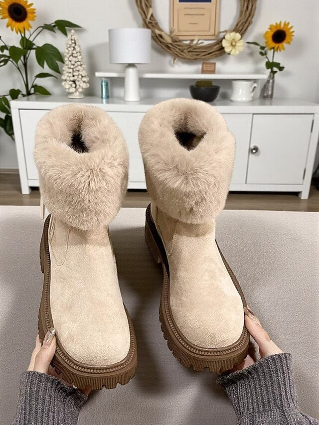 Women's Faux Fur Lined Winter Boots - Stylish and Warm