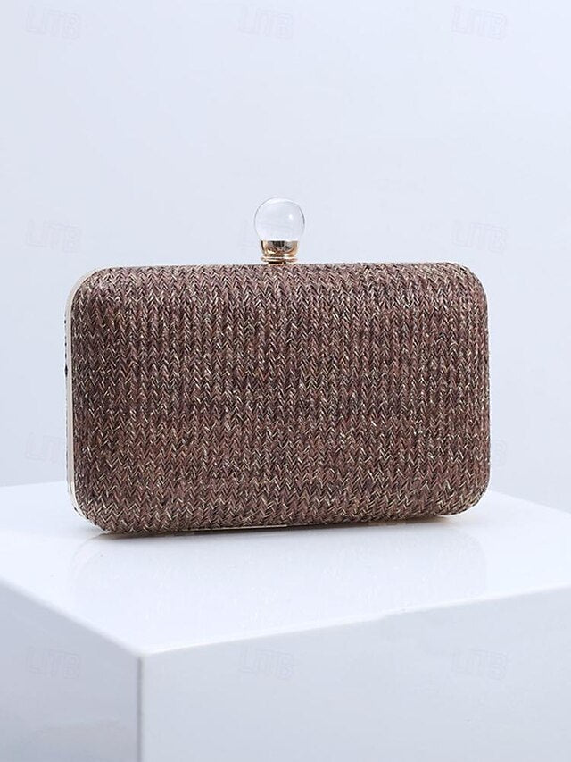 Pearl Stylish Straw Purse Elegant Clasp - Clutch with