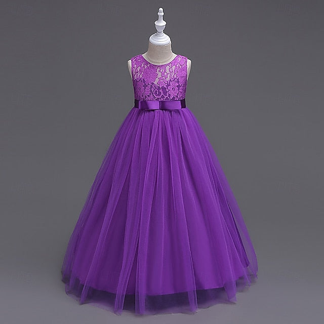 Cosplay Solid Girls' Color Kids Party Dress