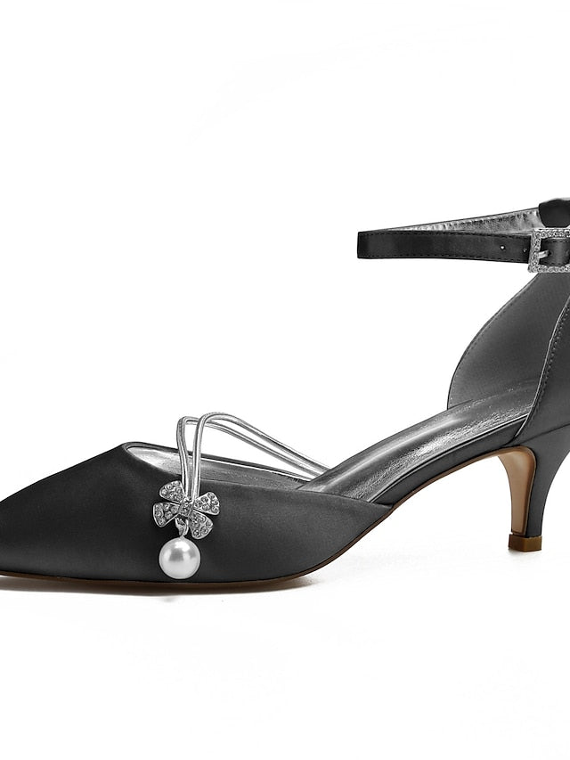 Heels Women's Kitten with Satin and Blue Pearl Dark