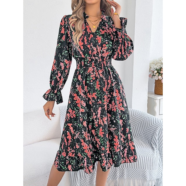 Women's Midi Dress A Line Dress Vacation Casual Outdoor