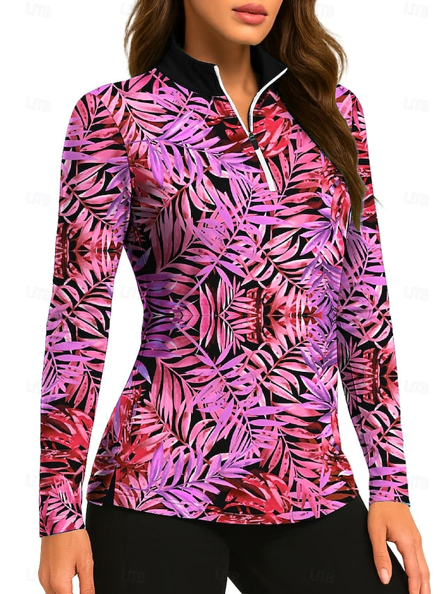 Women's Plants Tropical Floral Botanical Tops Golf Polo