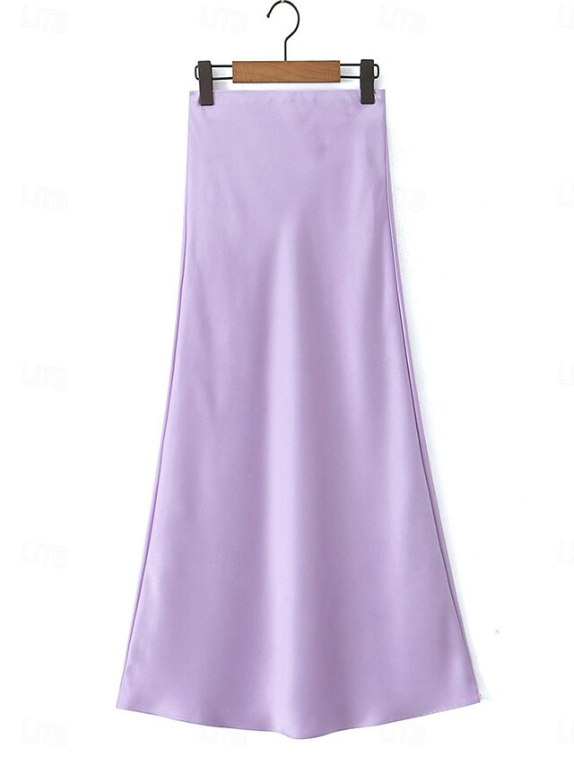 Women's Satin Skirts Elegant Vintage Fashion Sparkle Maxi