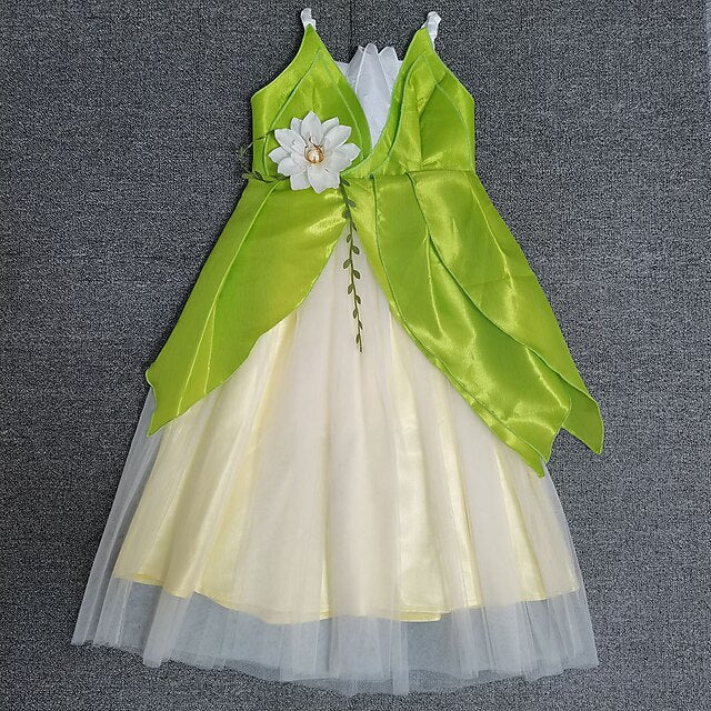 Dress Flower Bell Princess Fairytale Tinker Theme Tiana Girl