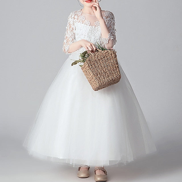 Girls' Color Flower Dress Solid Girl Kids Party