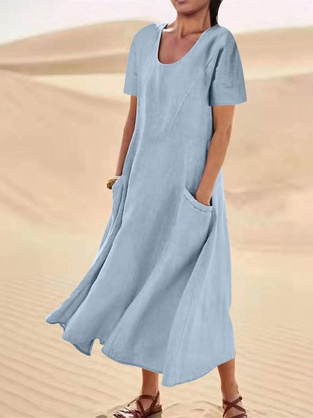 Women's Pink Sky Blue khaki Summer Maxi long Dress Maxi