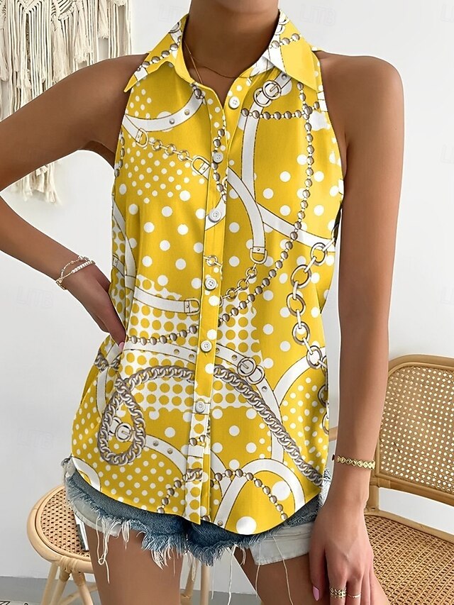 Women's Shirt Blouse Buttons Graphic Stylish Classic Modern