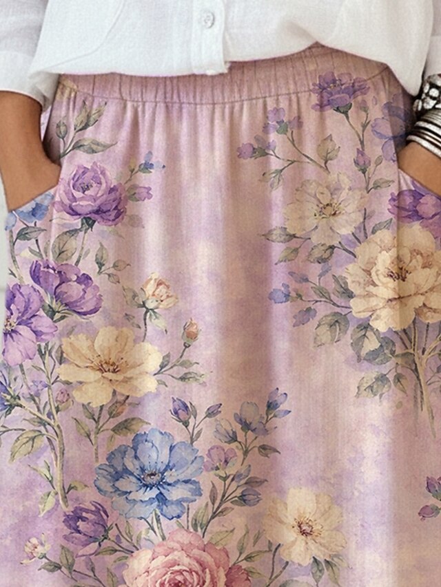 Women's Vacation Skirt Bohemia Vintage Fashion Casual Maxi