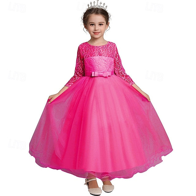 Flower Wedding Dress Girls' Half Sleeve Kids Girl