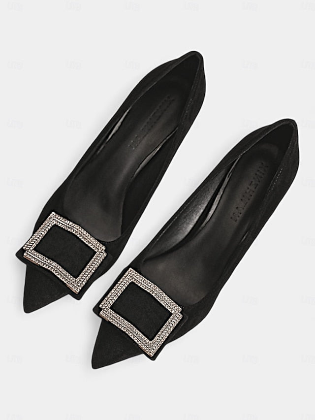 Toe Pointed Buckle Elegant – Women's Champagne Heels