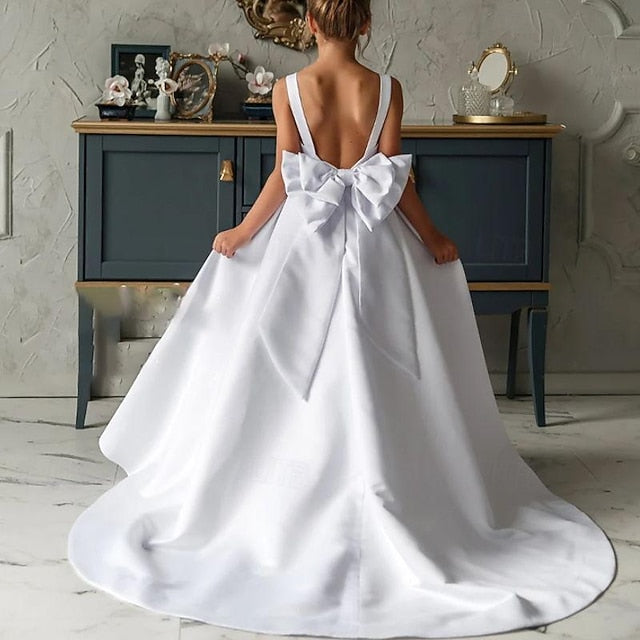 Girl Girls' Solid Flower Party Color Dress Kids