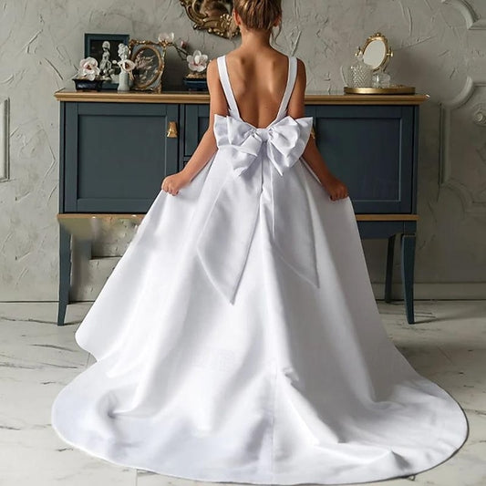 Girl Girls' Solid Flower Party Color Dress Kids