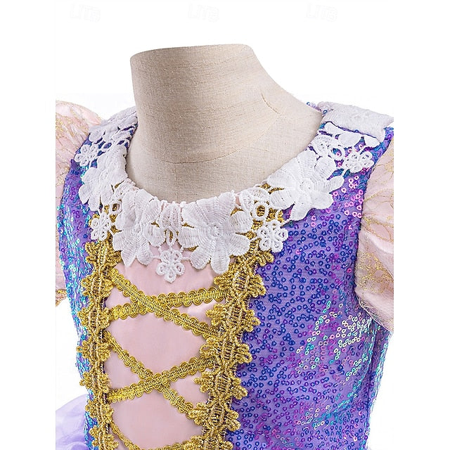 Dress Fairytale Theme Rapunzel Princess Girl Party Sofia Flower