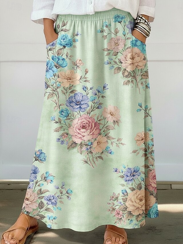 Women's Vacation Skirt Bohemia Vintage Fashion Casual Maxi