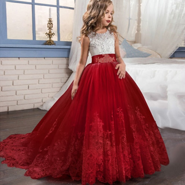 Flower Lace Girl Dress Formal Girls'