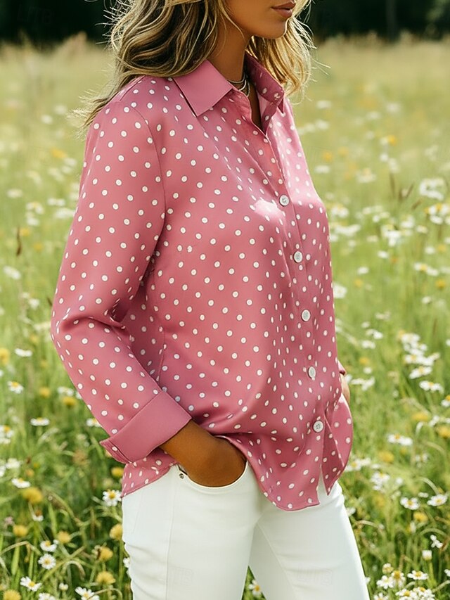 Women's Shirt Satin Shirt Print Graphic Polka Dot Bohemia