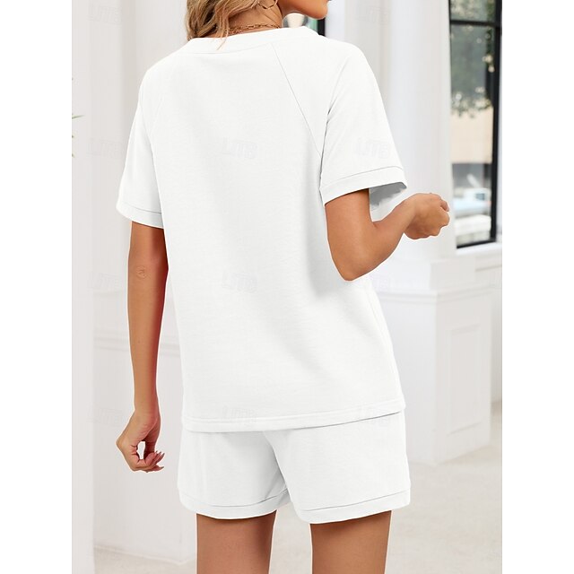 Women's Shorts Sets Bolero Top Short Sleeve V Neck Plain