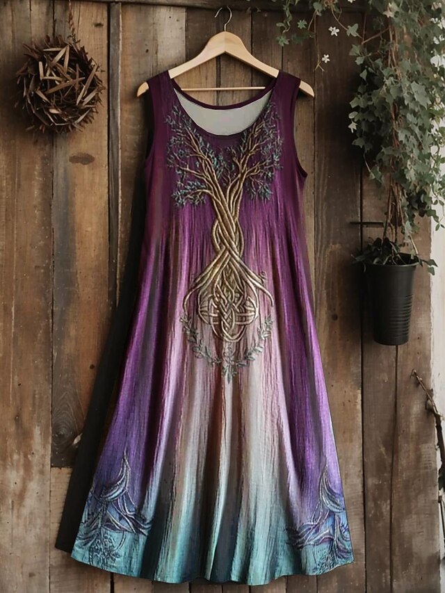 Women's Vintage Viking Celtic Knot  Gradient Art Midi Dress