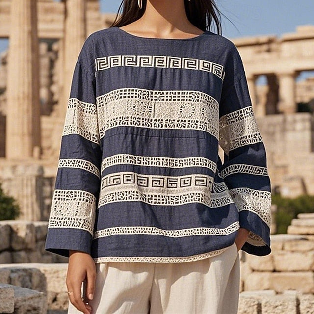 Women's Boho Shirt Print Geometric Plain Daily Stylish