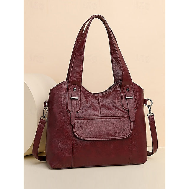 Bag Women's Vintage Dual Faux Tote with Leather Brown