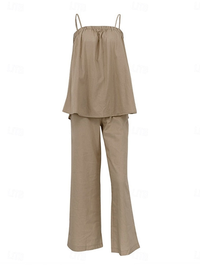 Women's Two Piece Sets Camisole Pants Sets Sleeveless Strap