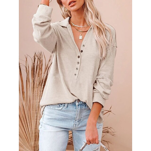 Women's Popover Shirt Casual Shirt Corduroy Shirt Blouse