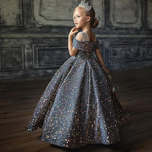 Party Girls' Dress Flower Color Solid Girl Kids