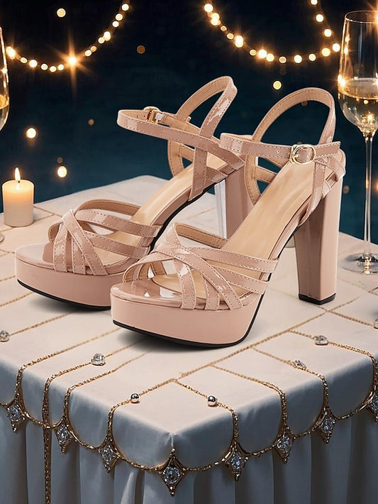 Nude Heel Strappy Platform Sandals for – High Women