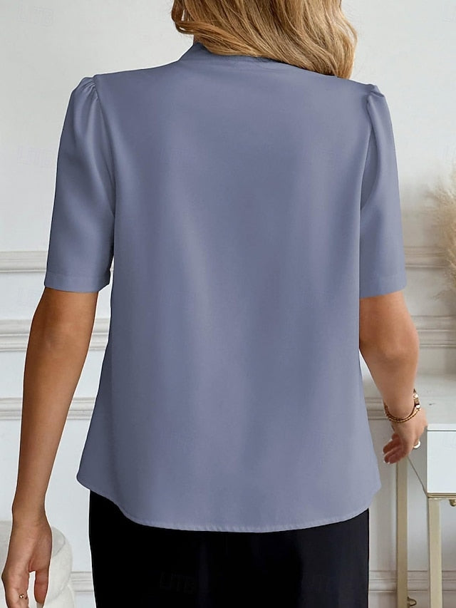 Women's Shirt Blouse Buttons Plain Active Stylish Short