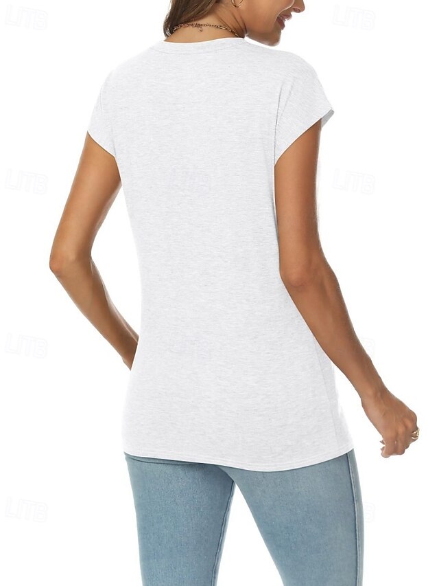 Women's T Shirt Tee Top Solid Color Fashion Stylish Classic