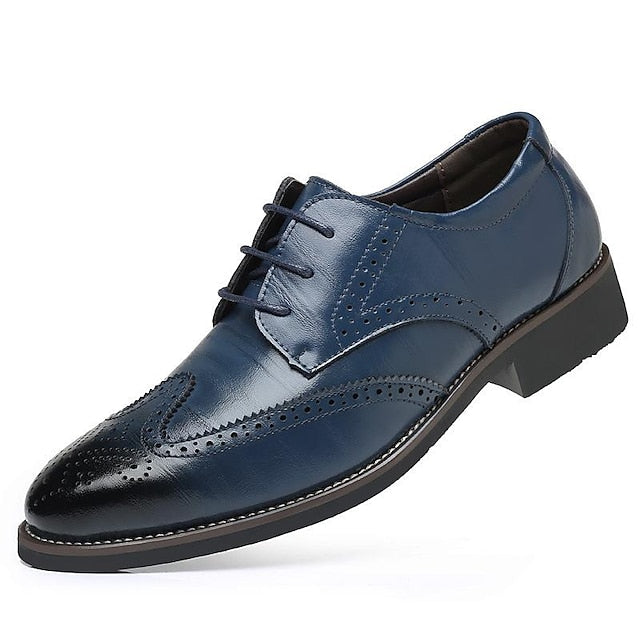 Shoes Blue Brogue with Faux Oxford Men's Classic Leather
