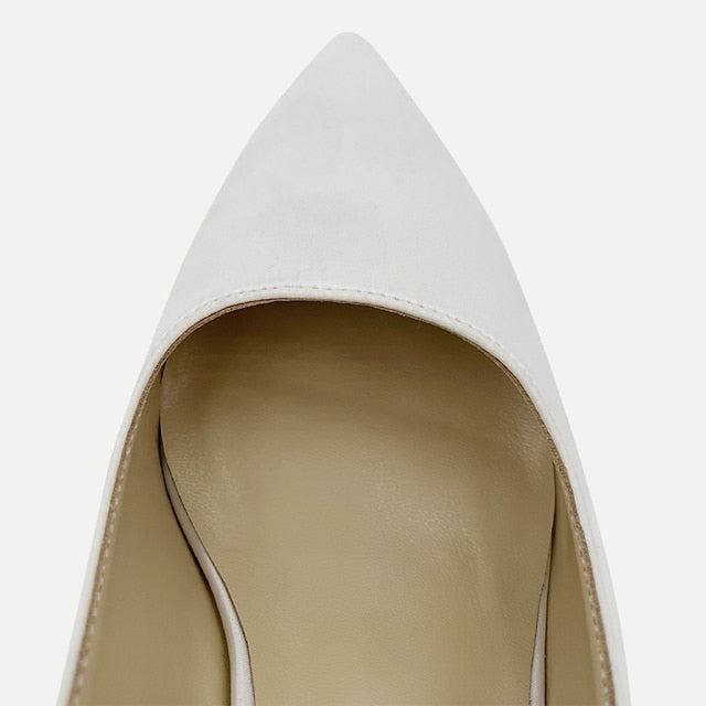 White Toe - Pointed Bow Tie for with Women Heels Slingback