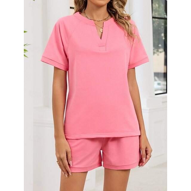 Women's Shorts Sets Bolero Top Short Sleeve V Neck Plain