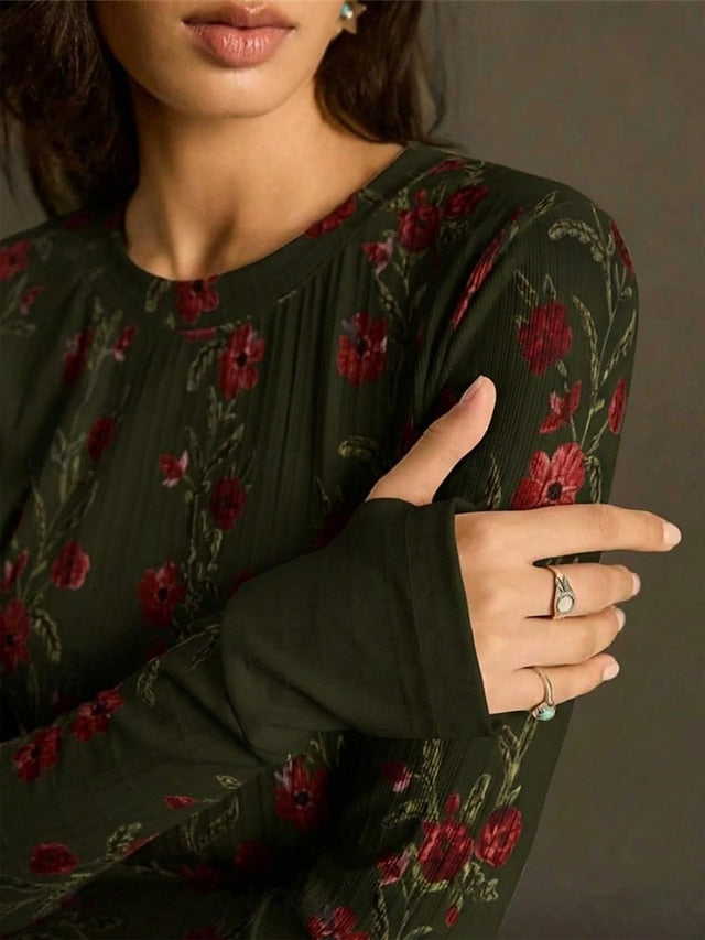 Women's Blouse Print Floral Vintage Stylish Casual Long