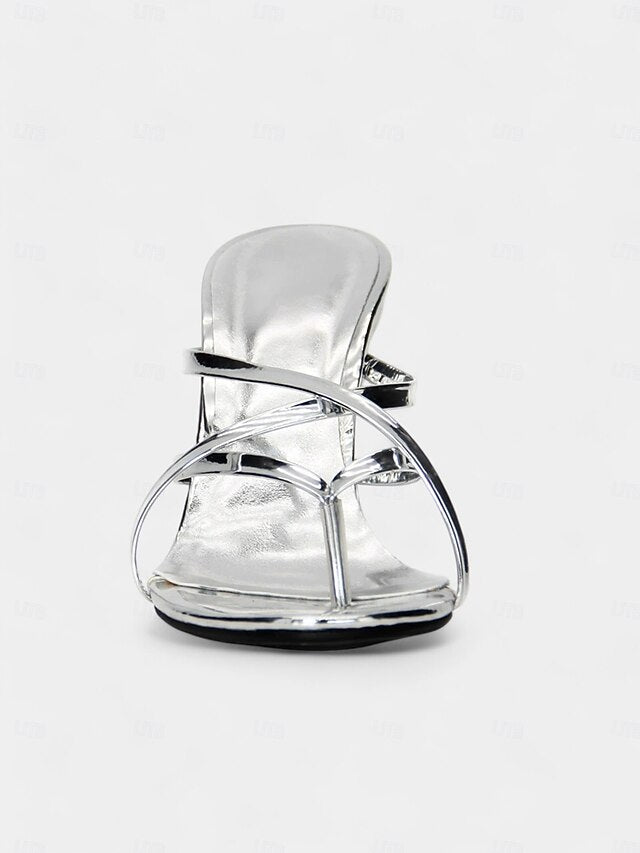 Gold Metallic Flat Heel Unique with Sandals Design - Sculpted