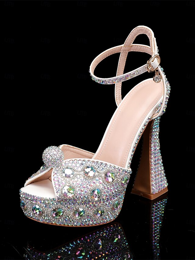 Glamorous Crystal-Embellished Women's with Sandals Platform