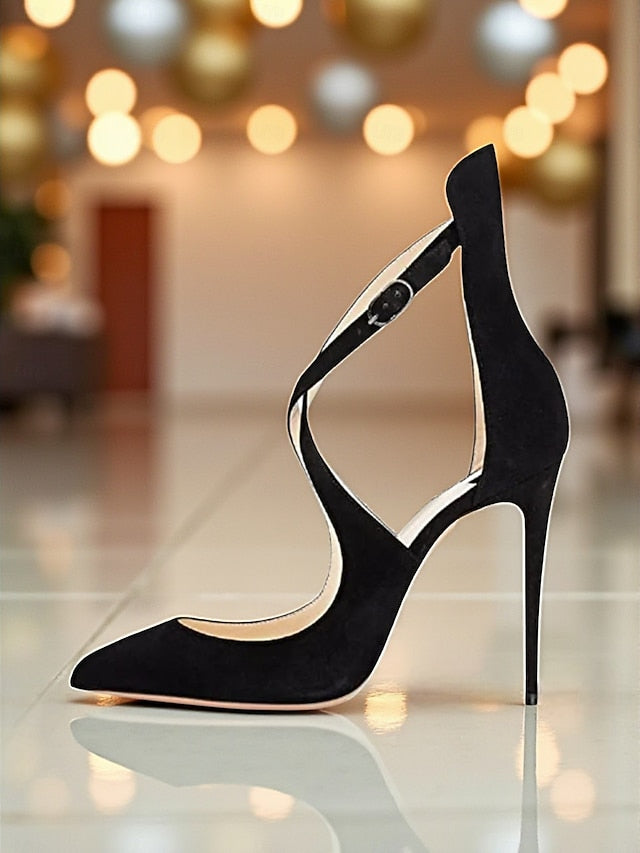 Stiletto Strappy Leather Patent Heels Purple Women's -