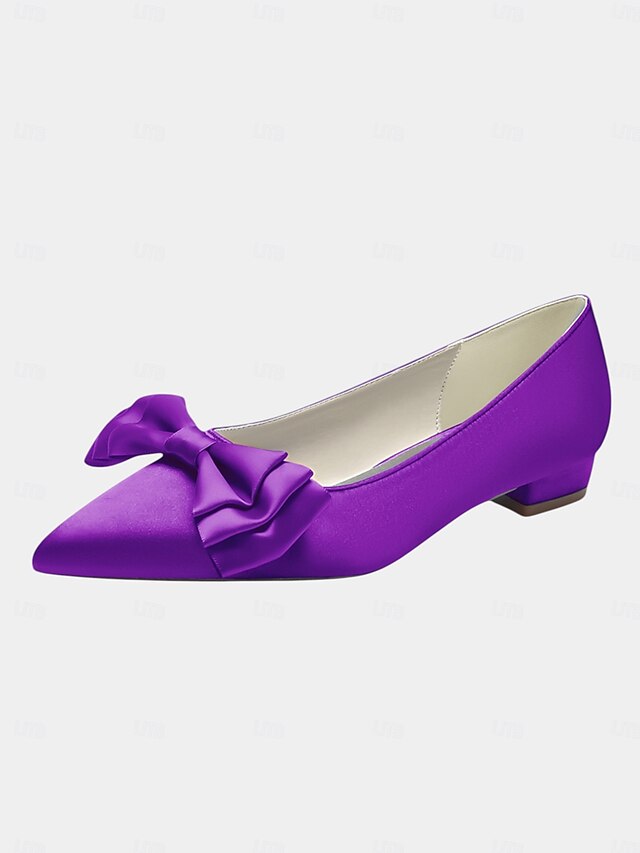 Green Elegant Flats - Satin Women's Pointed Toe Bow