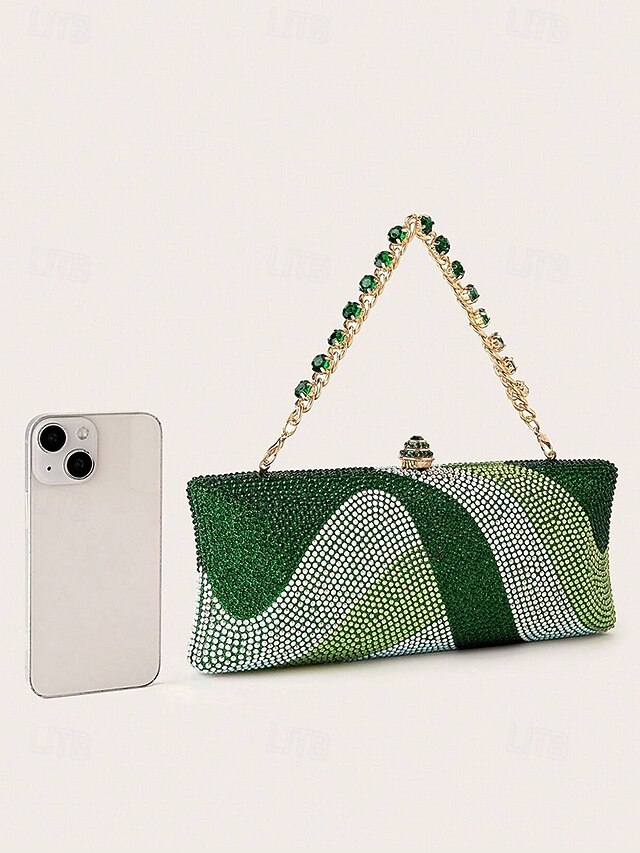 Chain Clutch Evening Crystal Bag Strap with Women's