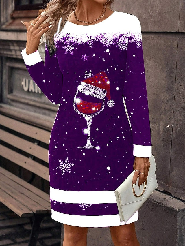 Christmas Women's Mini Dress T Shirt Dress Tee Dress Shift