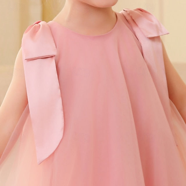 Kids Color Floral Dress Sleeveless Party Solid Girls'