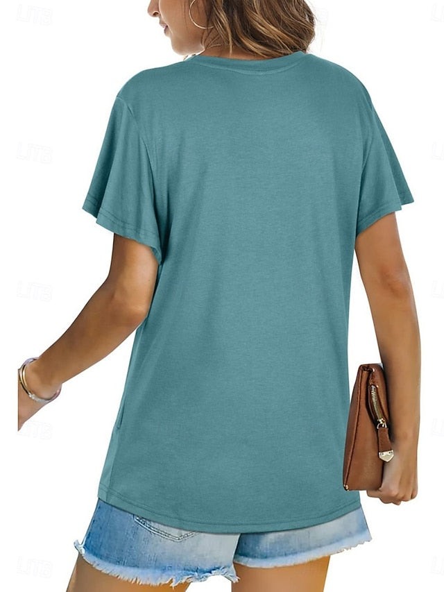 Women's T Shirt Solid Color Plain Classic Modern Casual